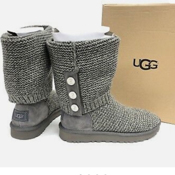 UGG Shoes - Ugg Purl Cardy Knit Charcoal Grey Boots Size 9